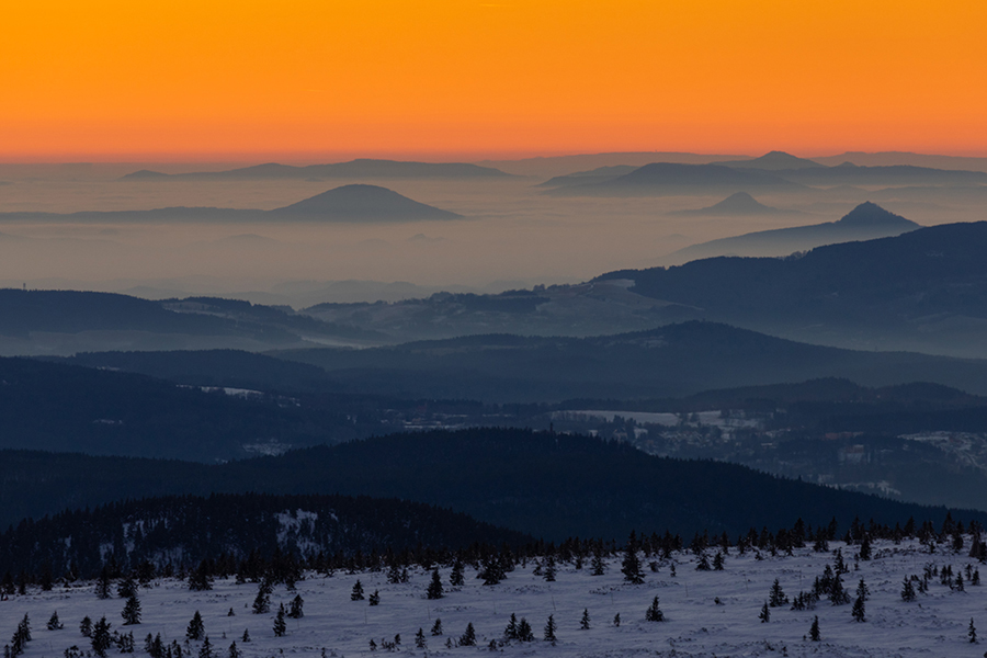 Riesengebirge Schnee Kristalle Baum Bäume