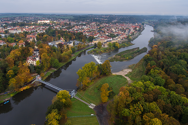 Blick auf die Mulde bei Grimma, Sachsen, Muldental